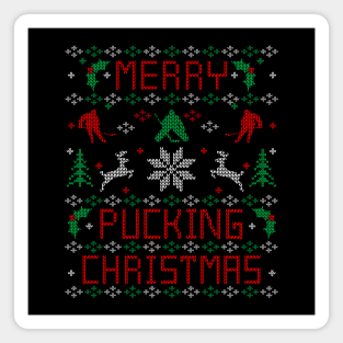 Funny Hockey Ugly Christmas Sweater Party Shirt Magnet